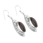 Antique design pure silver Ruby Zoisite earrings